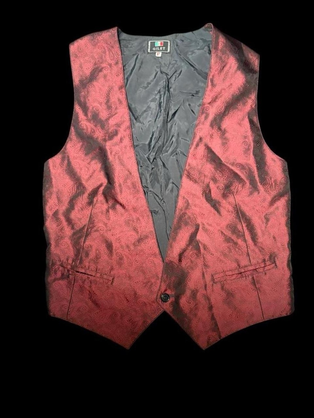 GILET Paisley Red Satin Vest